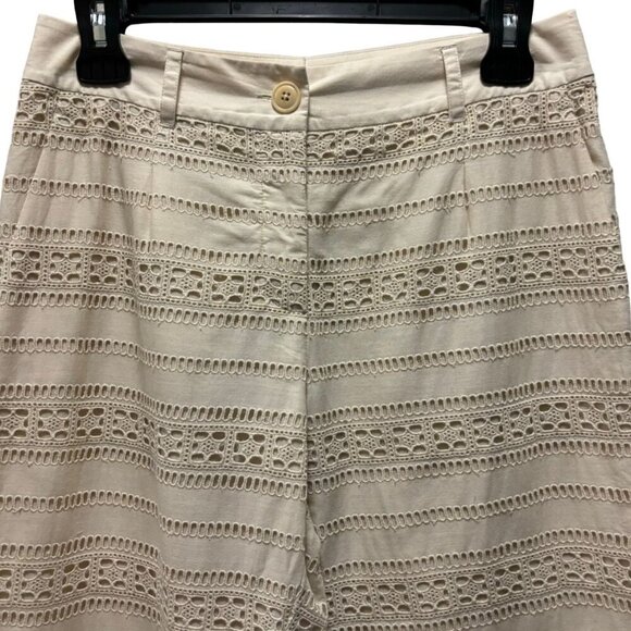 MaxMara Weekend Womens Lace Embroidered Pants Size 4 Beige Fully Lined - Picture 3 of 10